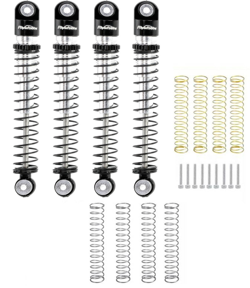 Powerhobby 1/24 Axial SCX24 Aluminum 54mm Long Travel Shocks Jeep Bronco Black - PowerHobby