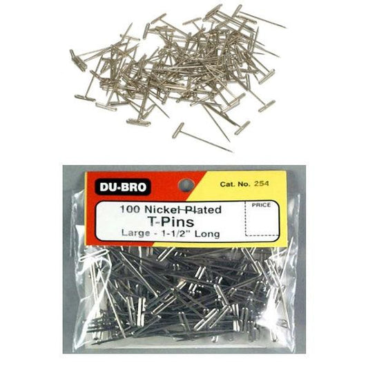 DuBro 254 Nickel Plated T-Pins 1-1 / 2" (100) - PowerHobby