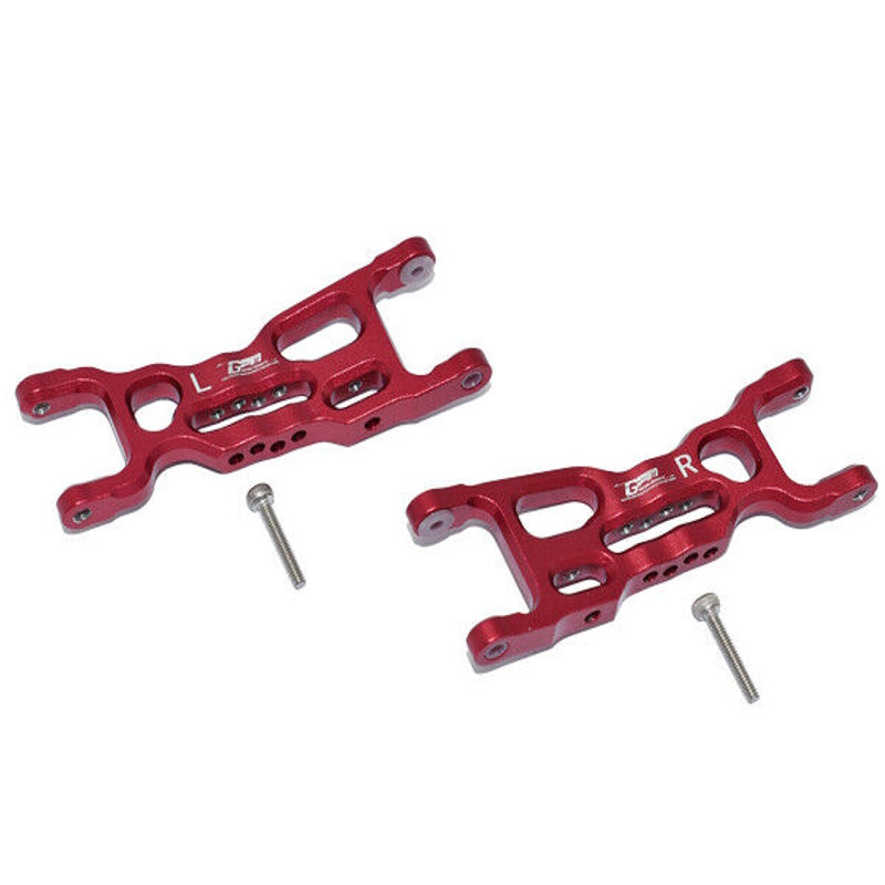 GPM LM055-R 1/18 Mini-T 2.0 2WD Stadium Truck Aluminum Front Lower Arms Red - PowerHobby