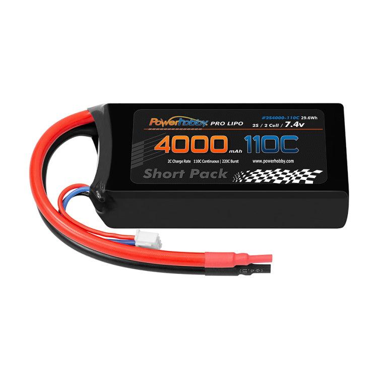 Powerhobby 2S 7.4V 4000mah 110C-220C Short Drag Racing Lipo Battery - PowerHobby