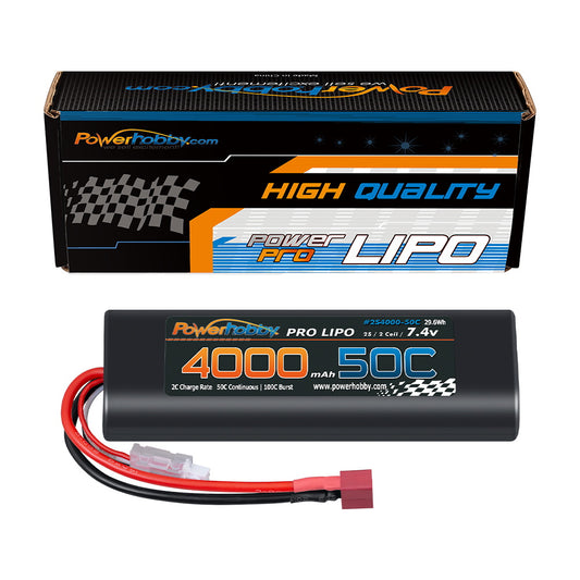Powerhobby 2S 4000mah 50c ROUND Lipo Battery w Deans Plug ( Starter Box) - PowerHobby
