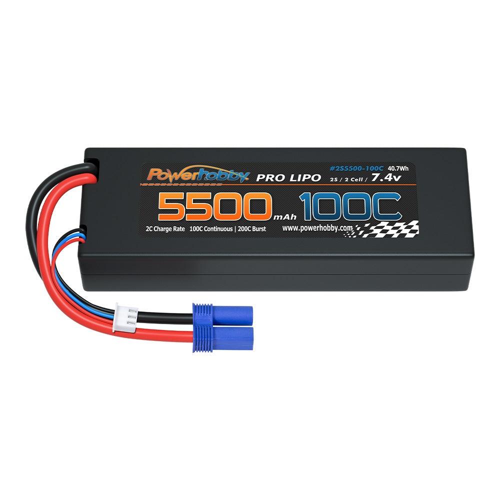 Powerhobby 2S 7.4V 5500MAH 100C Lipo Battery w EC5 Plug Hard Case - PowerHobby