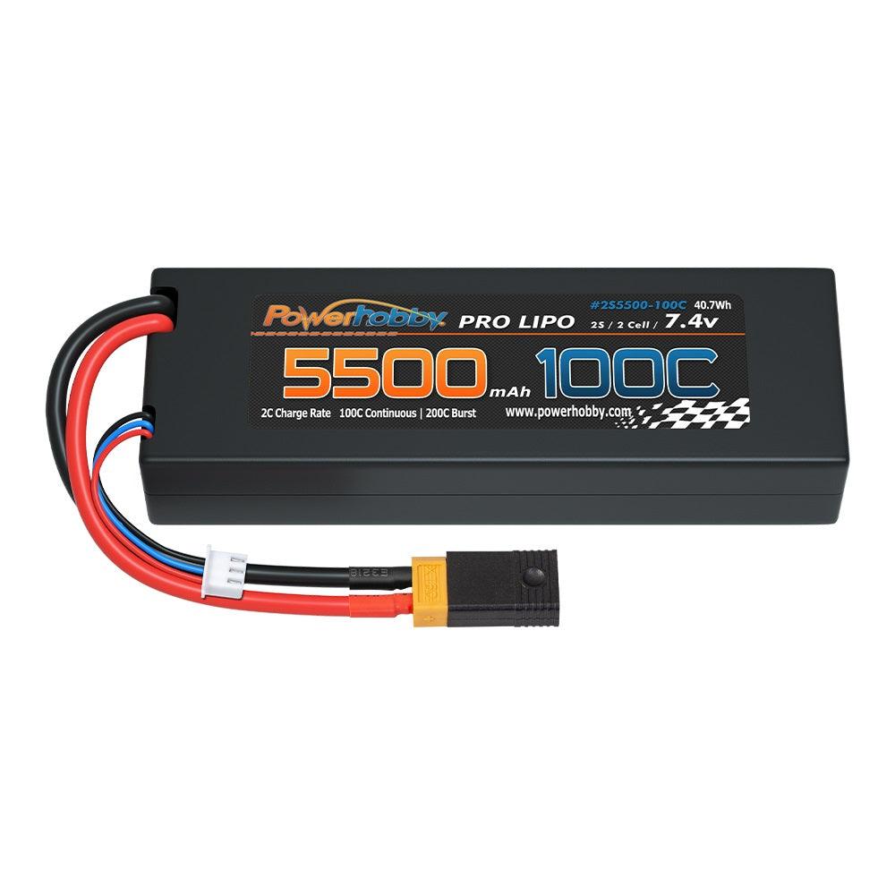 Powerhobby 2S 7.4V 5500MAH 100C Lipo Battery w XT60 + Adapter - PowerHobby