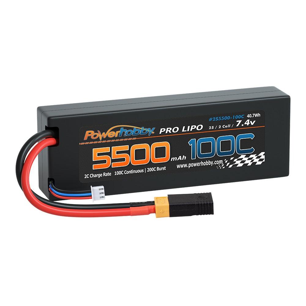Powerhobby 2S 7.4V 5500MAH 100C Lipo Battery w XT60 + Adapter - PowerHobby