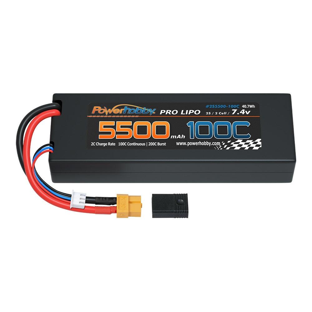 Powerhobby 2S 7.4V 5500MAH 100C Lipo Battery w XT60 + Adapter - PowerHobby