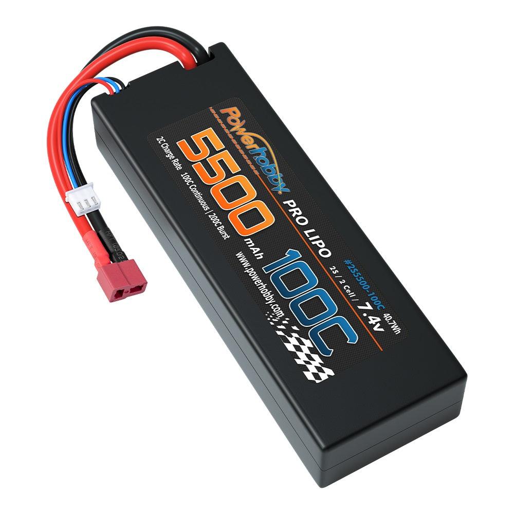 Powerhobby 2S 7.4V 5500MAH 100C Lipo Battery w Deans Plug Hard Case - PowerHobby