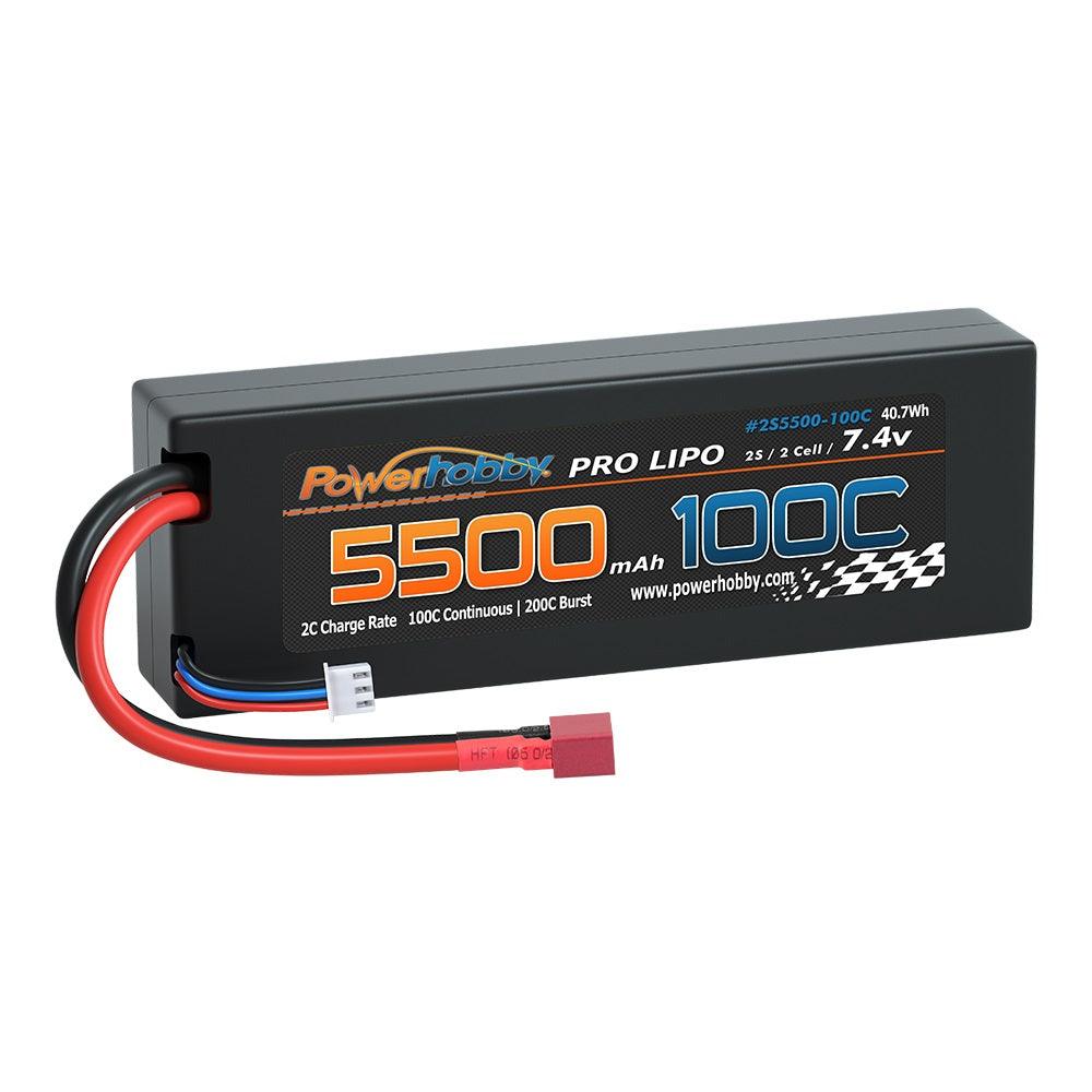 Powerhobby 2S 7.4V 5500MAH 100C Lipo Battery w Deans Plug Hard Case - PowerHobby