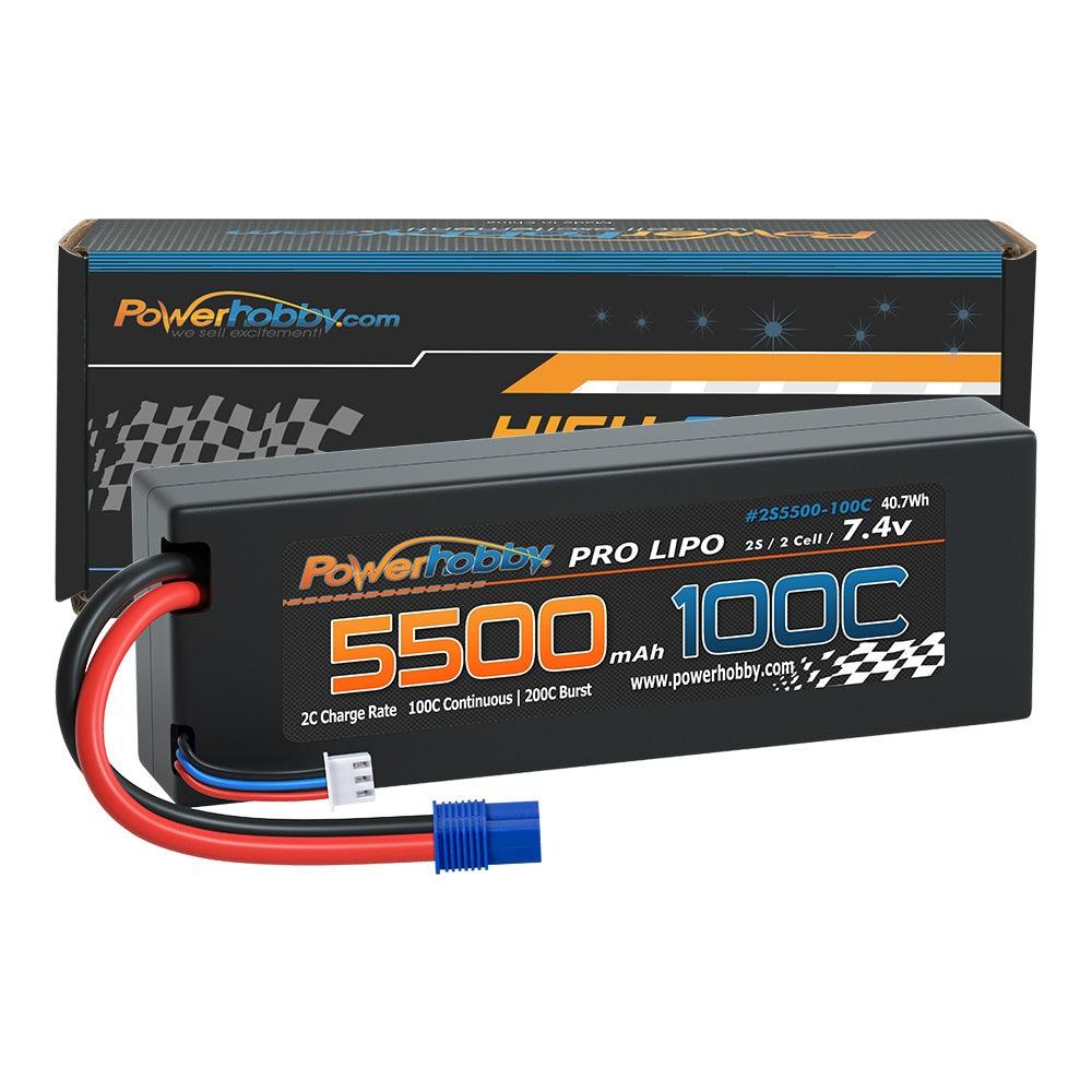 Powerhobby 2S 7.4V 5500MAH 100C Lipo Battery w EC3 Plug Hard Case - PowerHobby
