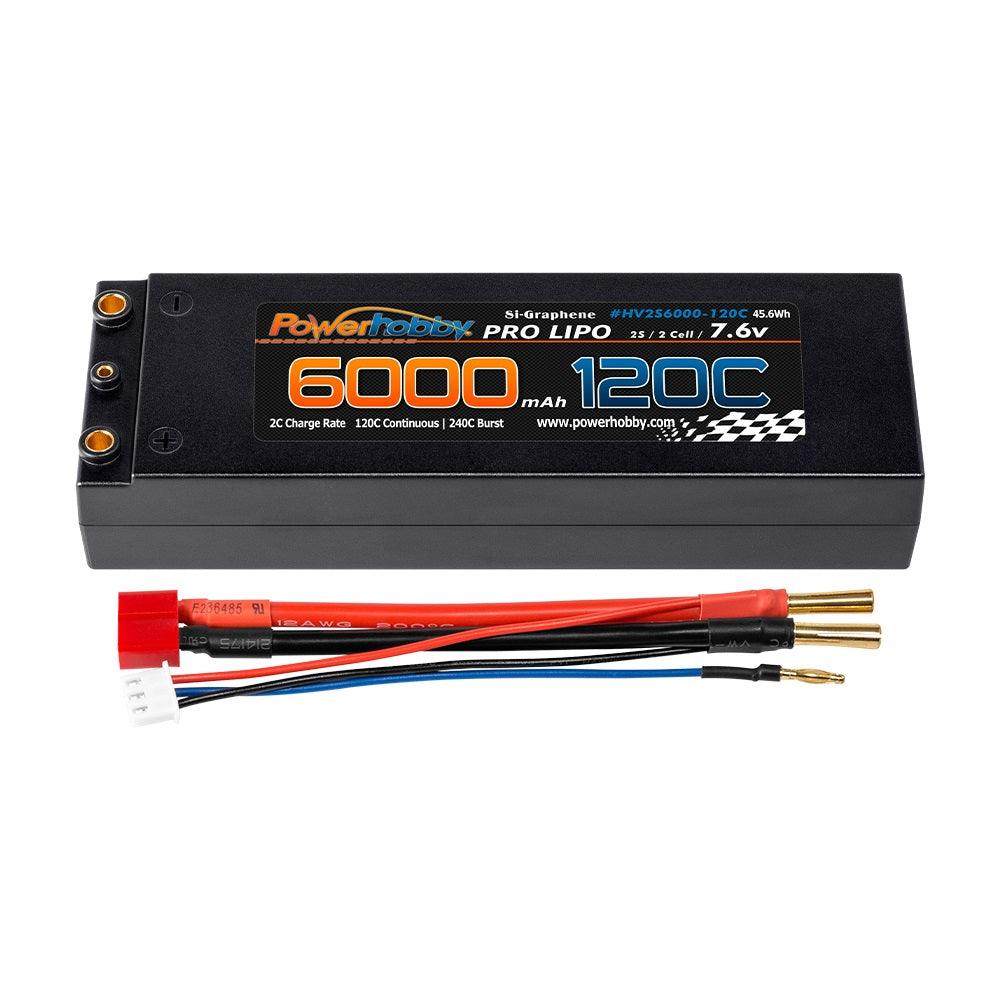 Powerhobby 2S 7.6V 6000mah 120C Graphene + HV Lipo Battery Bullet Deans Plug - PowerHobby