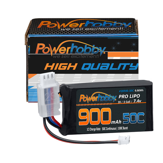 Powerhobby 2s 900mah 50C UPGRADE Lipo Battery : Axial SCX24 - PowerHobby