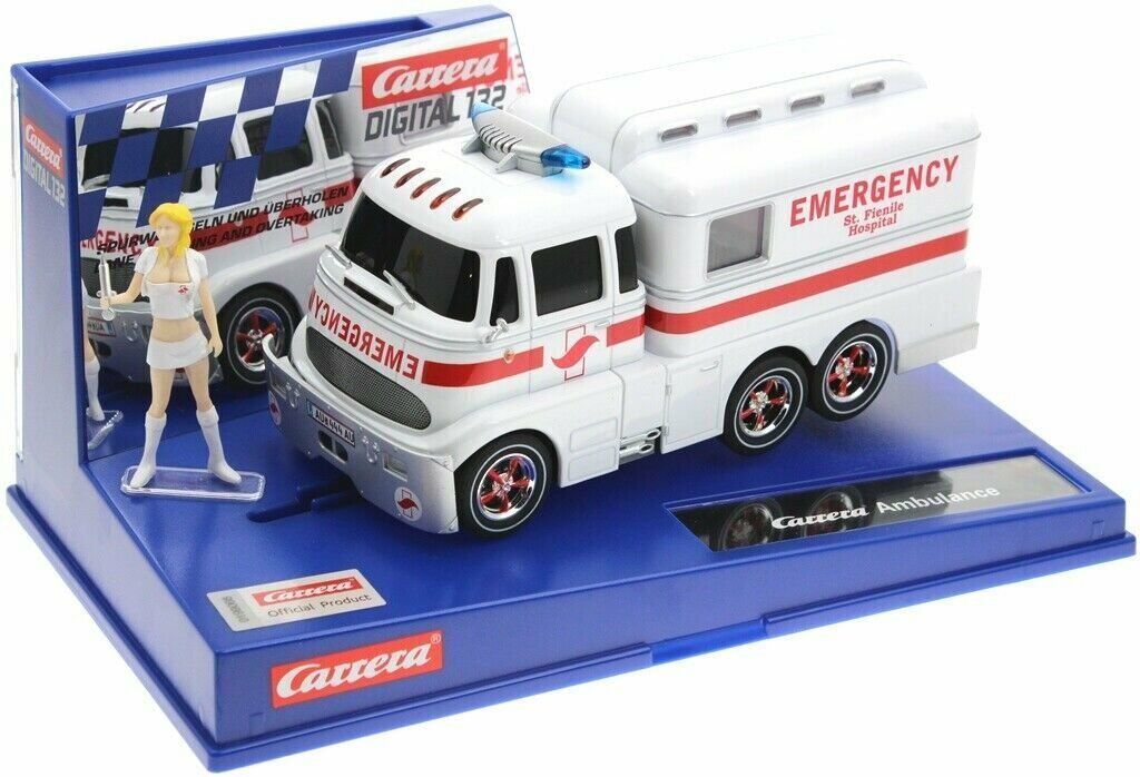 Carrera 30943 Digital Ambulance w/Flashing Lights Truck Slot Car 1/32 Scale - PowerHobby