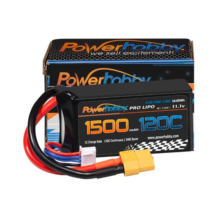 Powerhobby 3S 11.1V 1500mah 120C Lipo Battery w XT60 Plug - PowerHobby