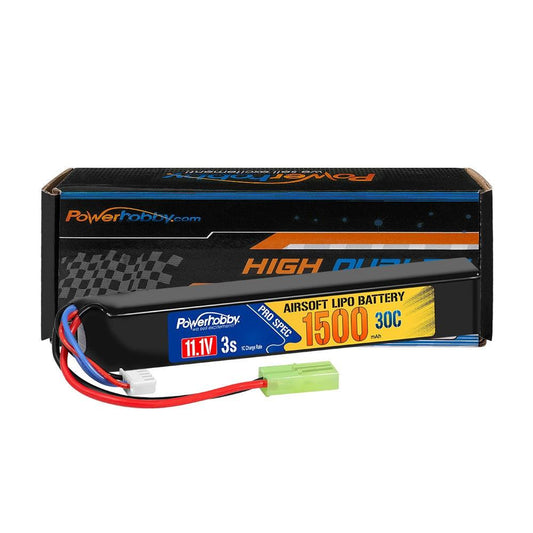Powerhobby 3S 1500Mah 30C Airsoft Gun Lipo Battery w Mini Tamiya Plug - PowerHobby