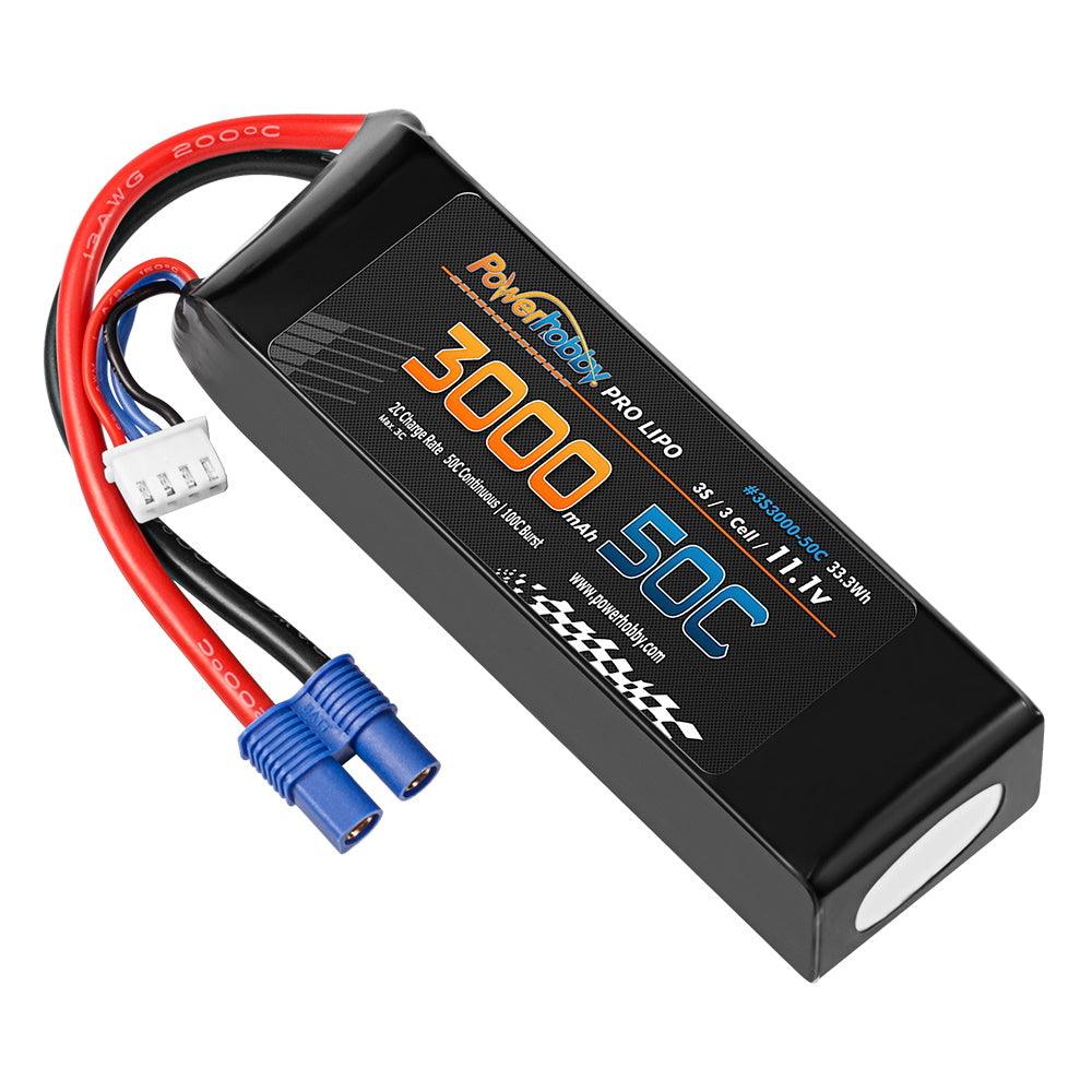 Powerhobby 3S 11.1V 3000mAh 50C Lipo Battery w EC3 Connector / Plug - PowerHobby