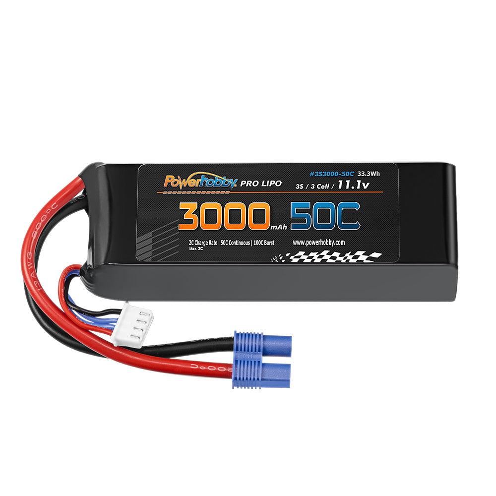 Powerhobby 3S 11.1V 3000mAh 50C Lipo Battery w EC3 Connector / Plug - PowerHobby