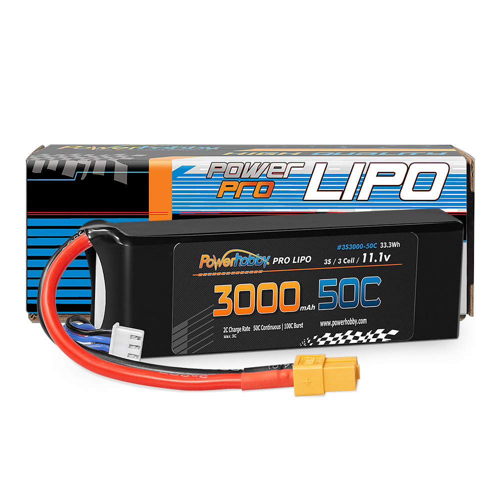 Powerhobby 3S 11.1V 3000mAh 50C Lipo Battery w XT60 Connector / Plug - PowerHobby
