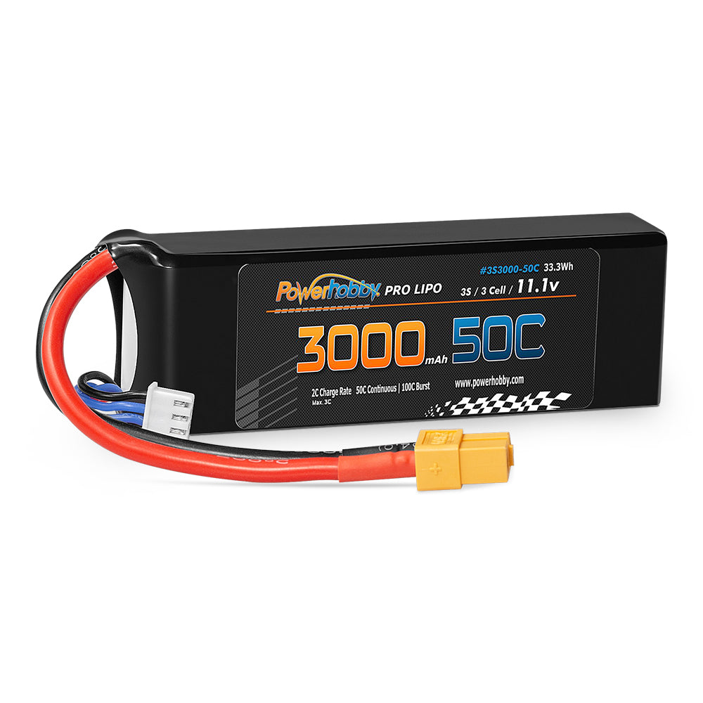 Powerhobby 3S 11.1V 3000mAh 50C Lipo Battery w XT60 Connector / Plug - PowerHobby