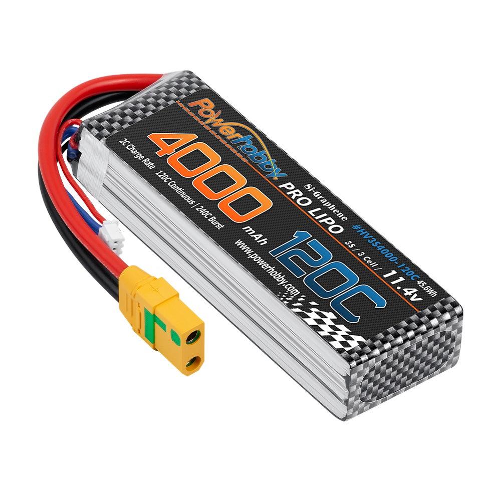 Powerhobby 3s 11.4V 4000mah 120c Graphne + HV Lipo Battery w XT90 Plug - PowerHobby