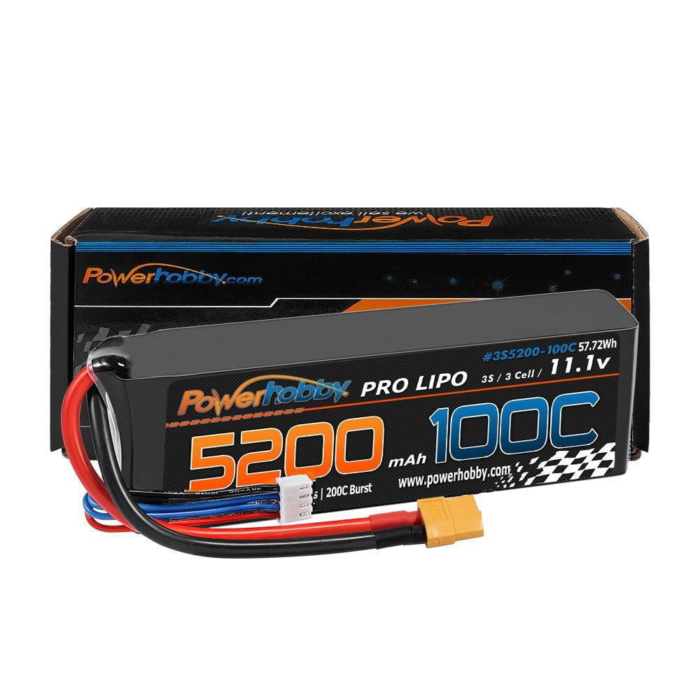 Powerhobby 3s 11.V 5200mah 100C - 200C Lipo Battery w XT60 + Adapter - PowerHobby