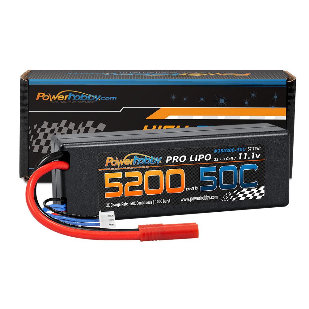 Powerhobby 3s 11.1V 5200mah 50c Lipo Battery W REDCAT 4.0mm Plug Hard Case - PowerHobby