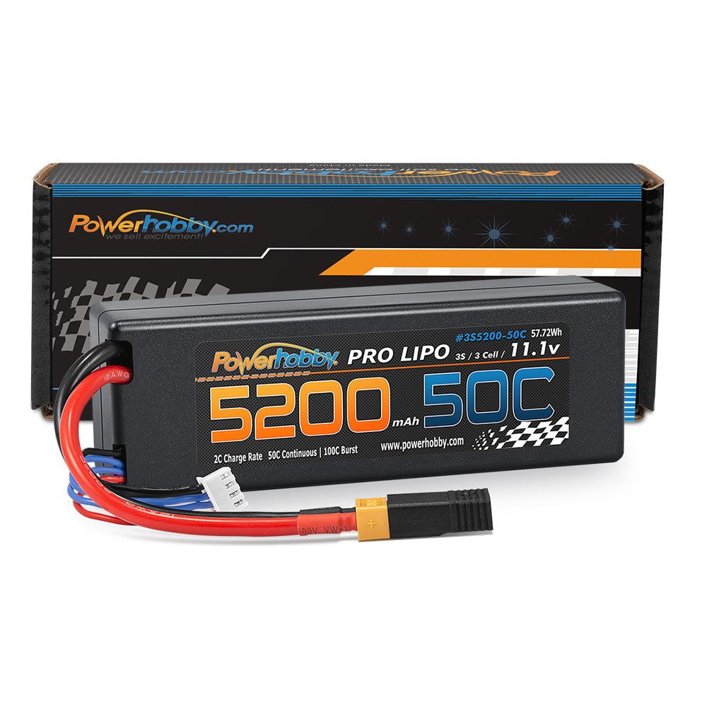 Powerhobby 3s 11.1V 5200mah 50c Lipo Battery Hardcase XT60 Plug w Adapter - PowerHobby
