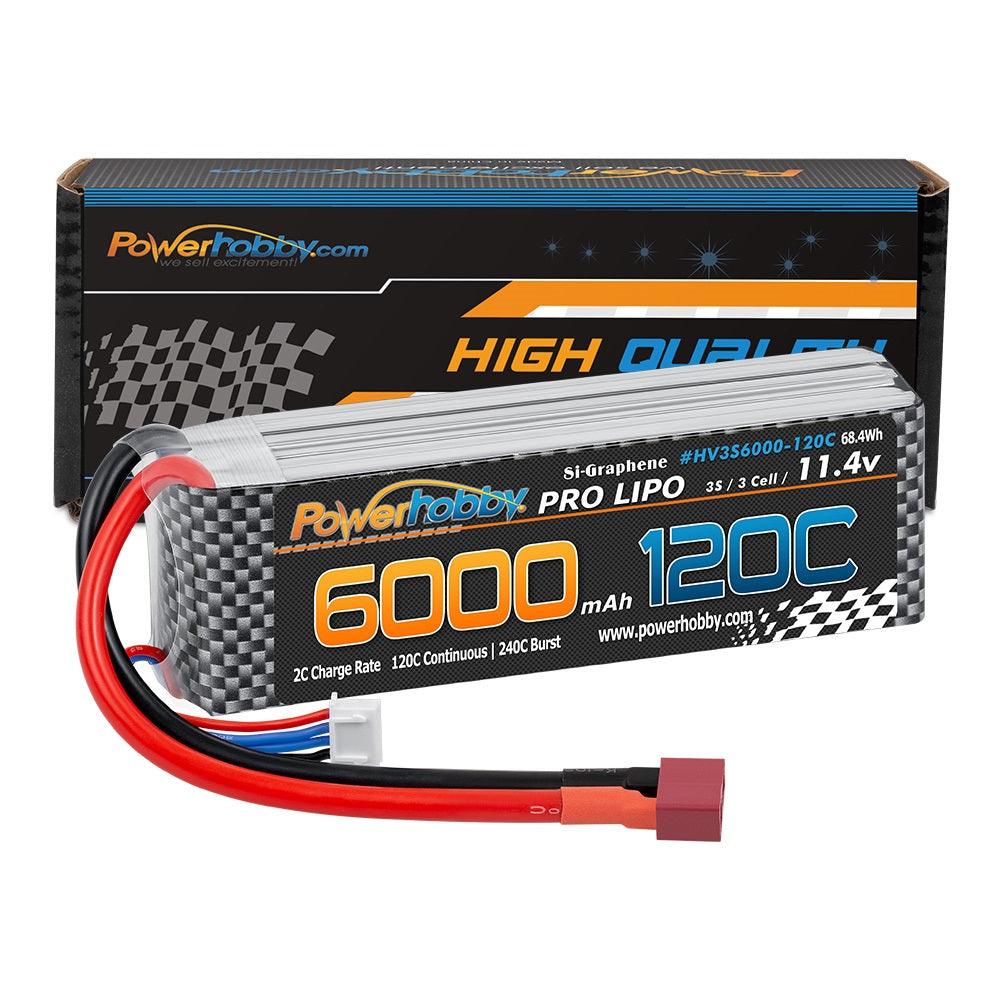 Powerhobby 3s 11.4V 6000mah 120c Graphne + HV Lipo Battery w Deans Plug - PowerHobby