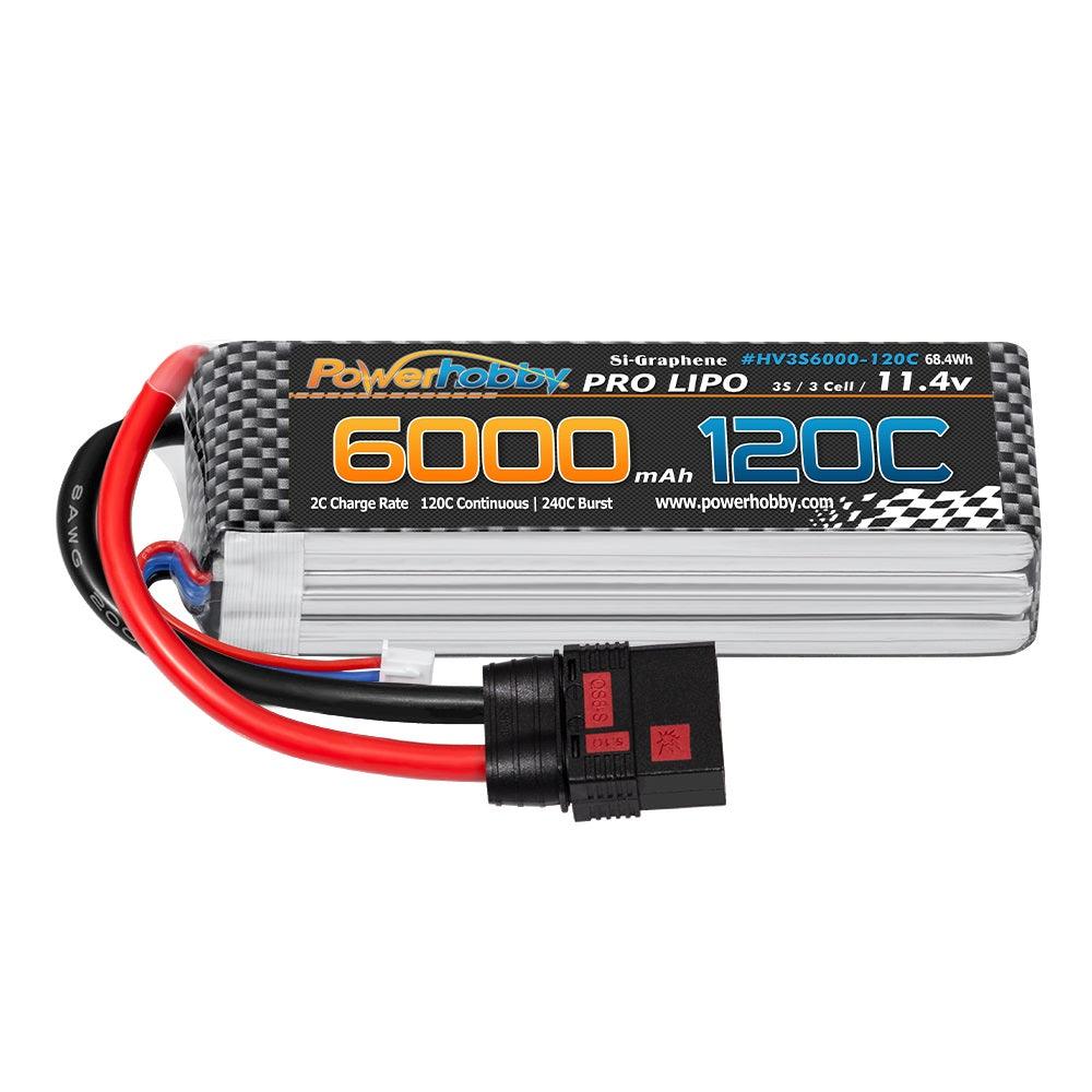 Powerhobby 3s 11.4V 6000mah 120c Graphne + HV Lipo Battery w QS8 Plug 8AWG Wire - PowerHobby