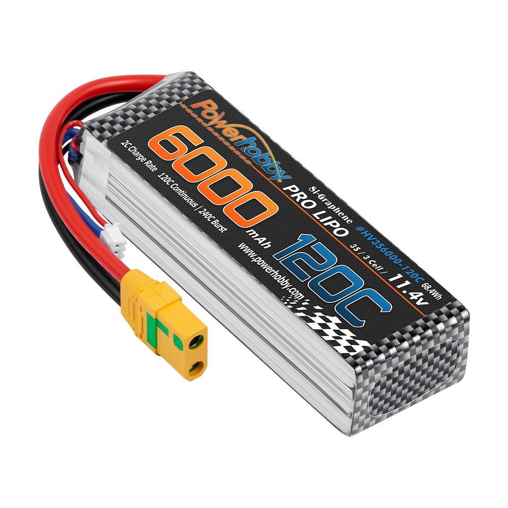 Powerhobby 3s 11.4V 6000mah 120c Graphne + HV Lipo Battery w XT90 Plug - PowerHobby