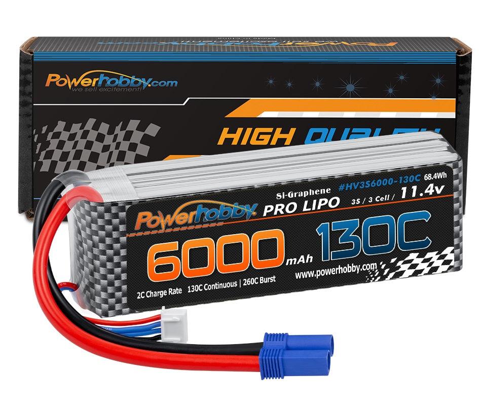 Powerhobby 3S 11.4V 6000mah 130C Graphne + HV Lipo Battery w EC5 Plug - PowerHobby