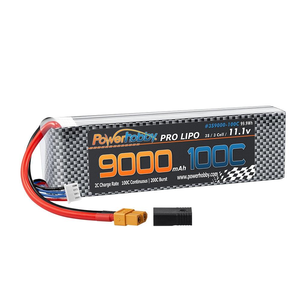 Powerhobby 3S 11.1V 9000mah 100C GRAPHENE Lipo Battery w XT60 + Adapter - PowerHobby