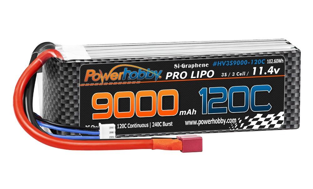 Powerhobby 3S 11.4V 9000mah 120C GRAPHENE + HV Lipo Battery w Deans Plug - PowerHobby