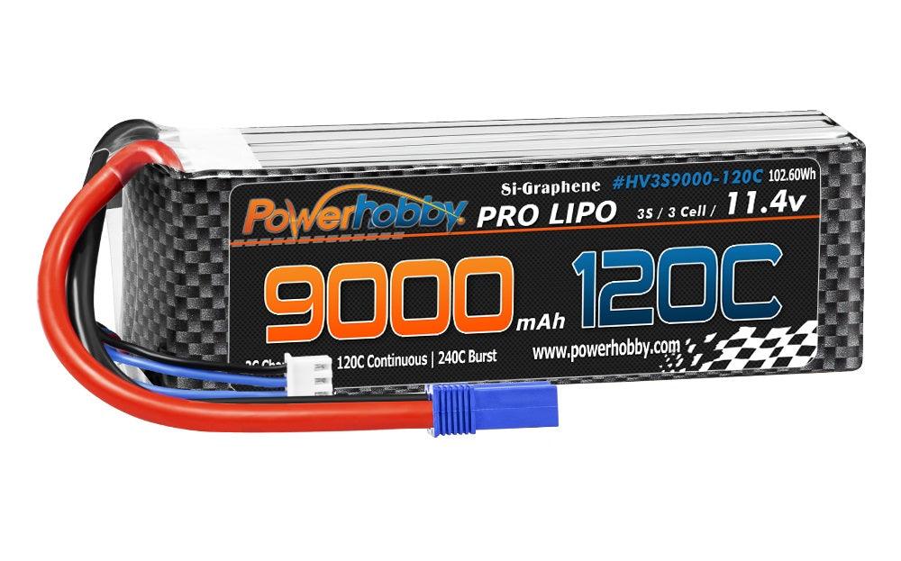 Powerhobby 3S 11.4V 9000mah 120C GRAPHENE + HV Lipo Battery w EC5 Plug - PowerHobby