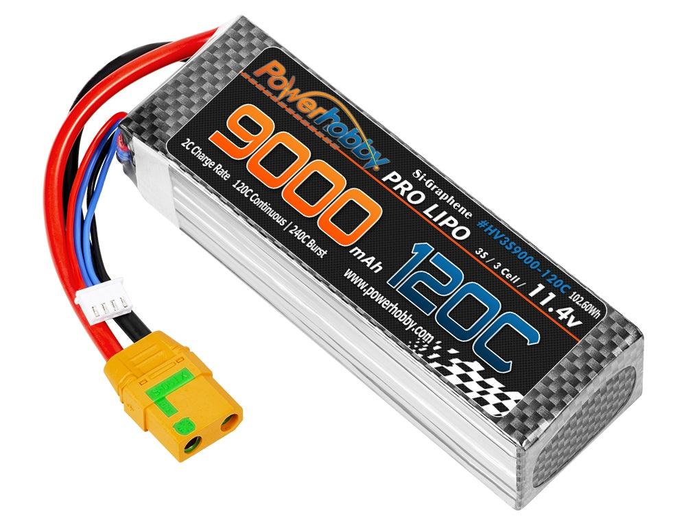 Powerhobby 3S 11.4V 9000mah 120C GRAPHENE + HV Lipo Battery w XT90 Plug - PowerHobby
