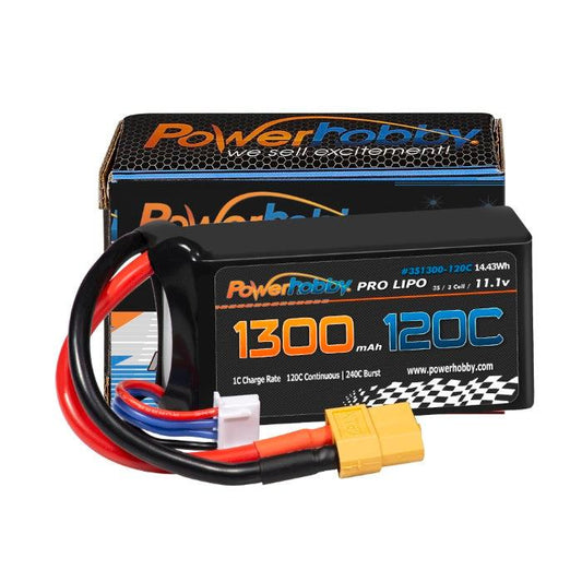 Powerhobby 3S 11.1V 1300mah 120C Lipo Battery w XT60 Plug - PowerHobby