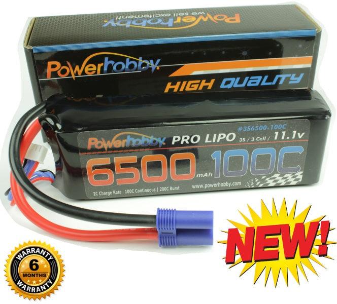 Powerhobby 3S 11.1V 6500mAh 100C Lipo Battery Pack w EC5 Connector Soft Case - PowerHobby