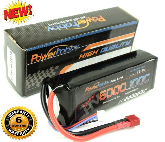 Powerhobby 3S 11.4V HV 6000mAh 100C Lipo Battery Pack w Deans Plug 3-Cell - PowerHobby