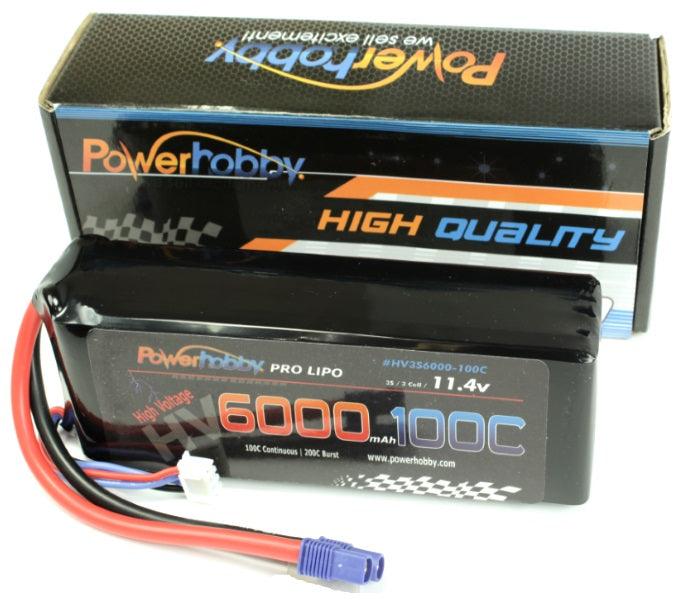 Powerhobby 3S 11.4V HV 6000mAh 100C Lipo Battery Pack w EC3 Plug 3-Cell - PowerHobby
