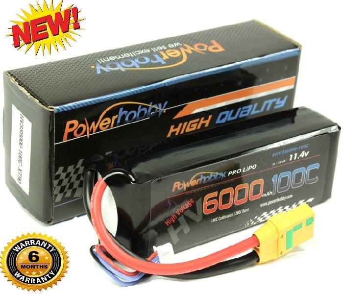 Powerhobby 3S 11.4V HV 6000mAh 100C Lipo Battery Pack w XT90 Plug 3-Cell - PowerHobby