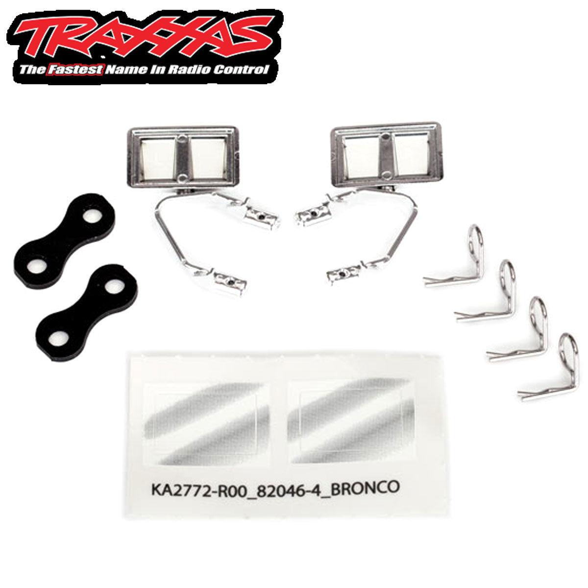 Traxxas 8073X Mirrors Side Chrome (Left & Right)/ Retainers /Body clips TRX-4 - PowerHobby