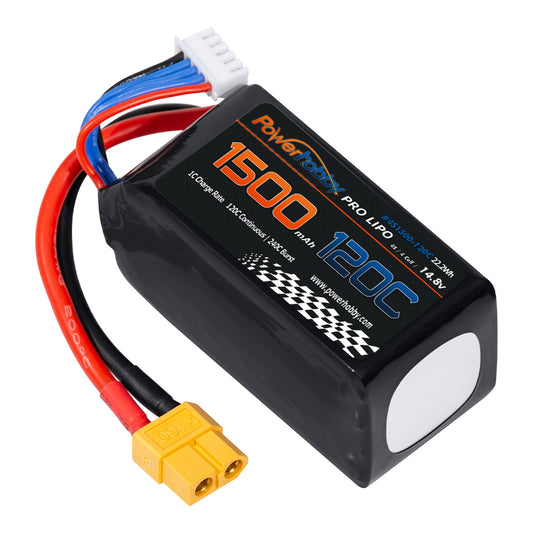Powerhobby 4S 14.8V 1500mah 120C Lipo Battery w XT60 Plug - PowerHobby