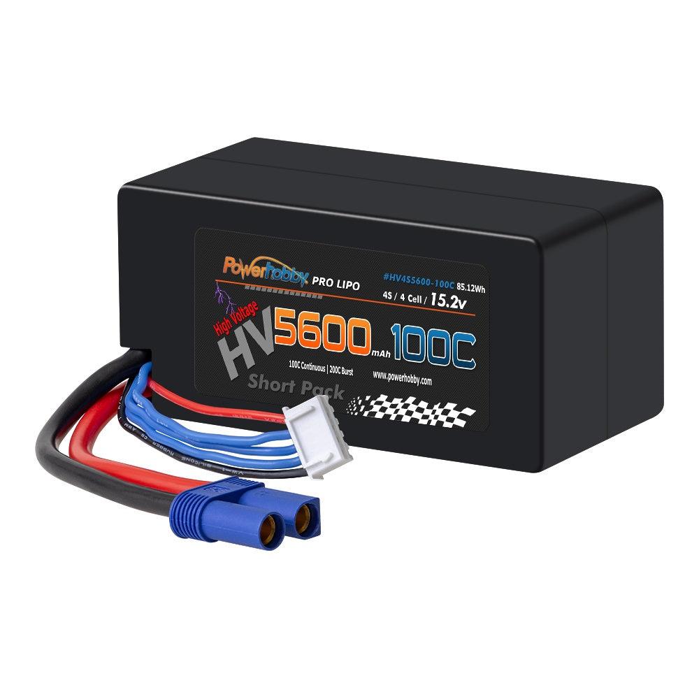 Powerhobby 4s 15.2V 5600MAH 100C HV Lipo Battery EC5 Plug Hard Case SHORT - PowerHobby