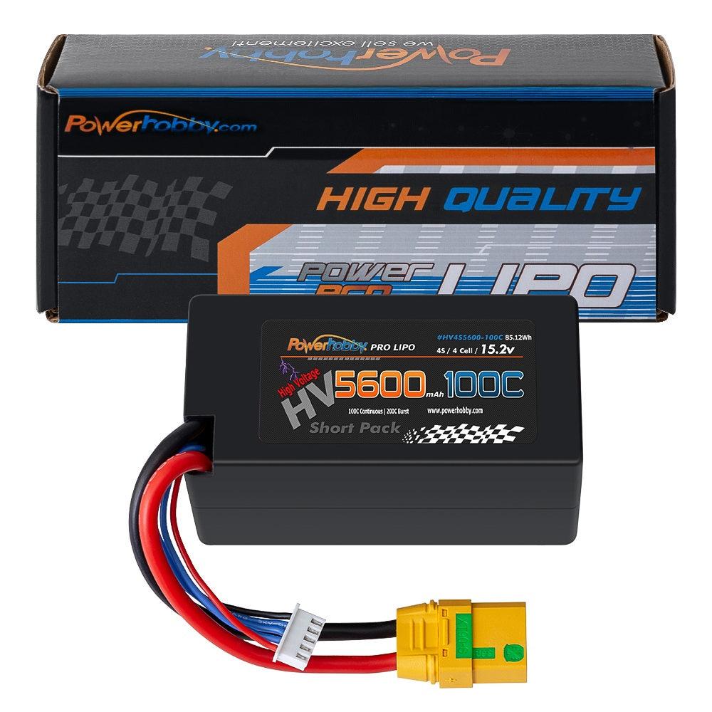 Powerhobby 4s 15.2V 5600MAH 100C HV Lipo Battery XT90 Plug Hard Case SHORT - PowerHobby