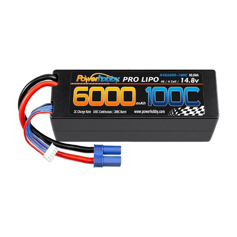 Powerhobby 4s 14.8v 6000mah 100c Lipo Battery w EC5 Hard Case 4-cell - PowerHobby