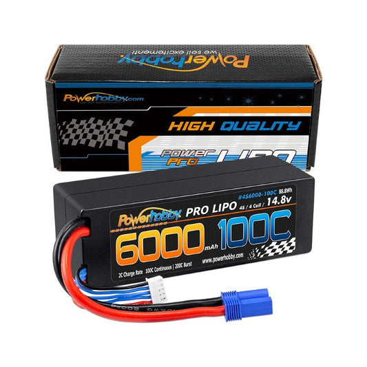 Powerhobby 4s 14.8v 6000mah 100c Lipo Battery w EC5 Hard Case 4-cell - PowerHobby