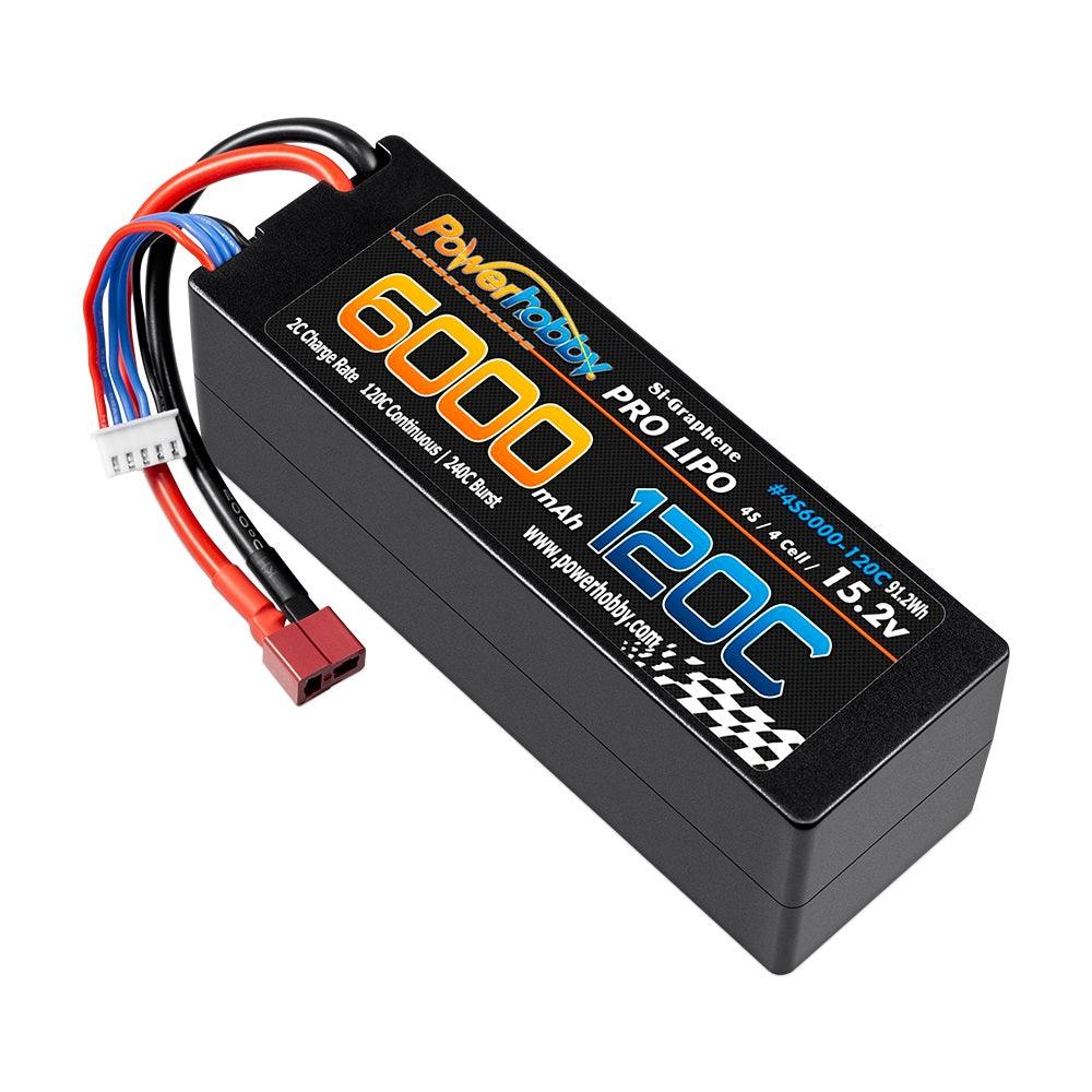 Powerhobby 4s 15.2v 6000MAH 120C Graphene + HV Lipo Battery Deans Plug Hard Case - PowerHobby