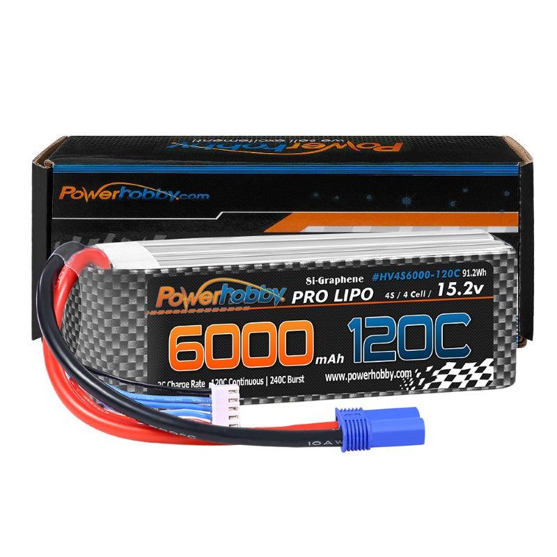 Powerhobby 4s 15.2v 6000MAH 120C Graphene + HV Lipo Battery EC5 Plug Soft Case - PowerHobby