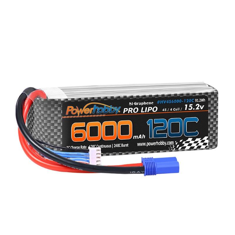 Powerhobby 4s 15.2v 6000MAH 120C Graphene + HV Lipo Battery EC5 Plug Soft Case - PowerHobby
