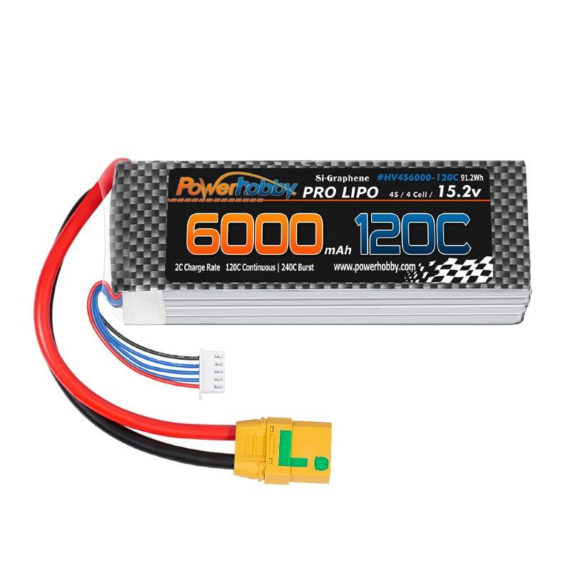 Powerhobby 4s 15.2v 6000MAH 120C Graphene + HV Lipo Battery XT90 Plug Soft Case - PowerHobby