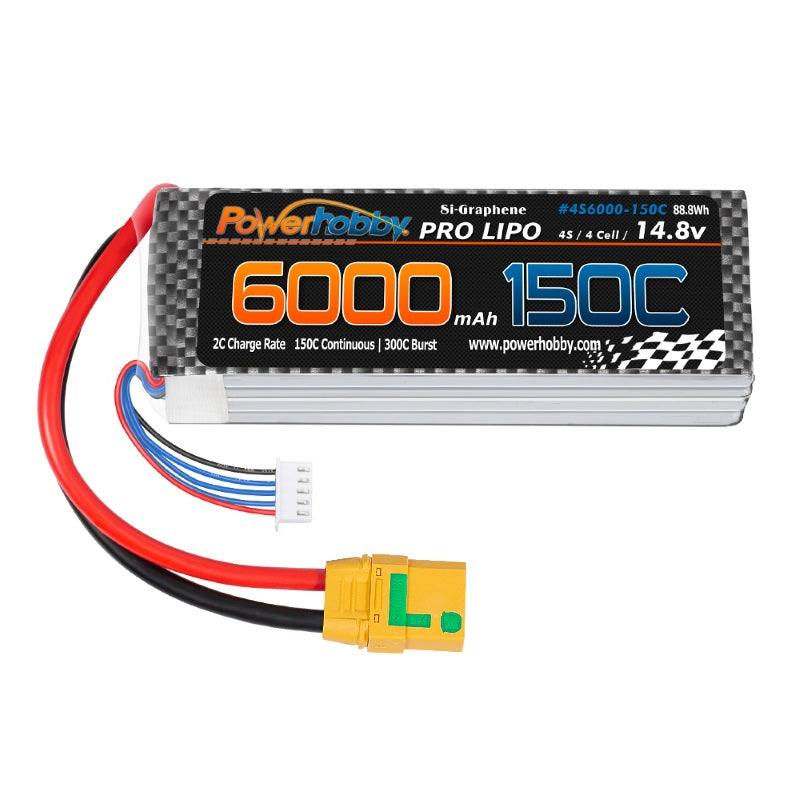 Powerhobby XTREME 4S 14.8V 6000mah 150c-300C Lipo Battery W XT90 4-Cell - PowerHobby
