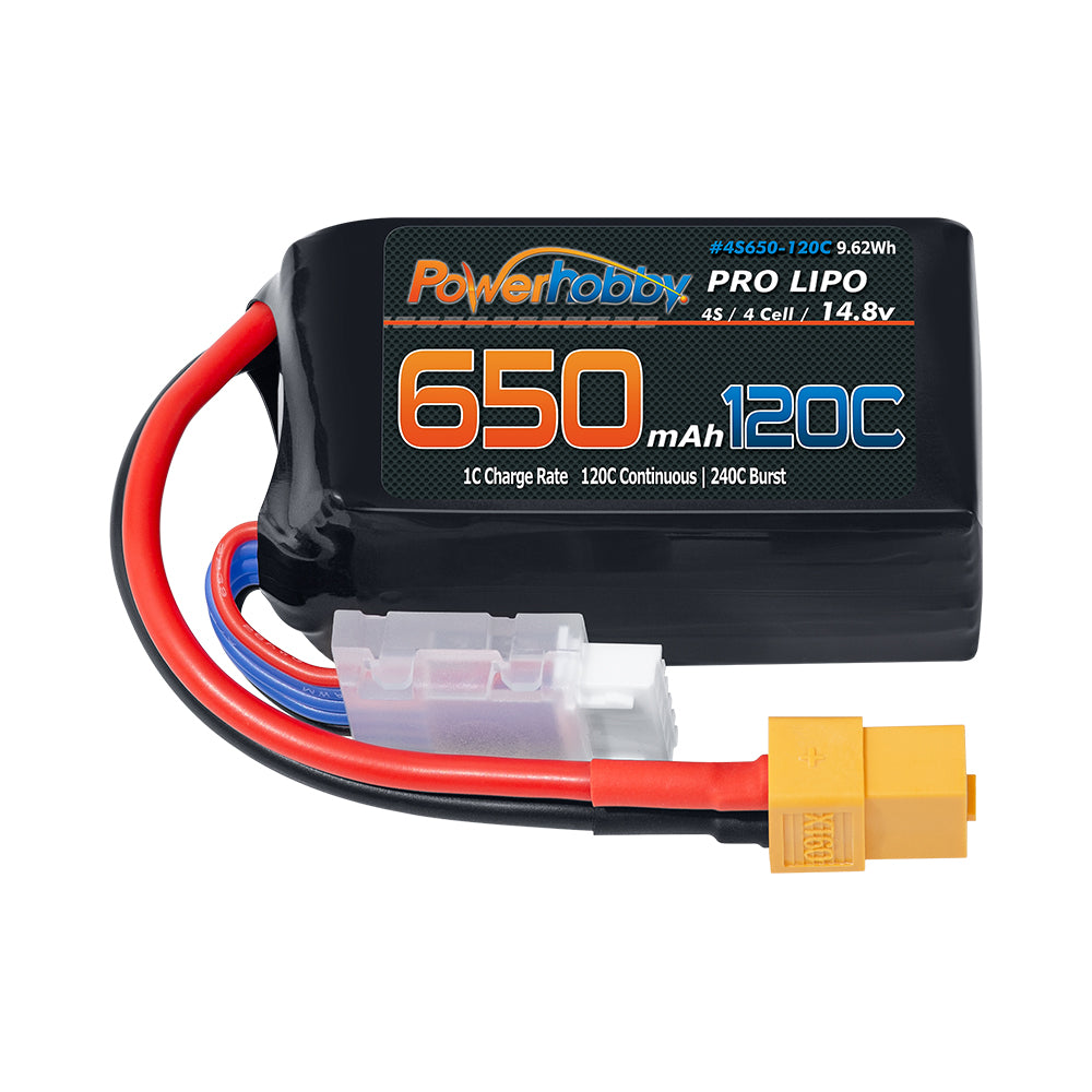 Powerhobby 4S 14.8V 650mAh 120C GRAPHENE Lipo Battery w XT60 Plug - PowerHobby